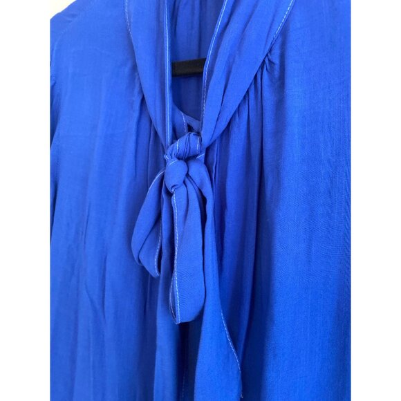 Cloth & Stone Women's Royal Blue Button-Up Blouse With Tie Neck Detail Size S - Picture 4 of 6